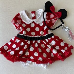 NWOT Disney Red and White Polka Dot Minnie Mouse Dress with Headband